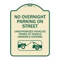 Signmission No Overnight Parking on Street Unauthorized Vehicles Towed at Vehicle Owners Expense, TG-1824-23835 A-DES-TG-1824-23835